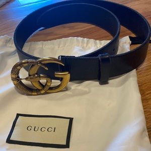 Faded Calfskin Snake Double G Belt Black